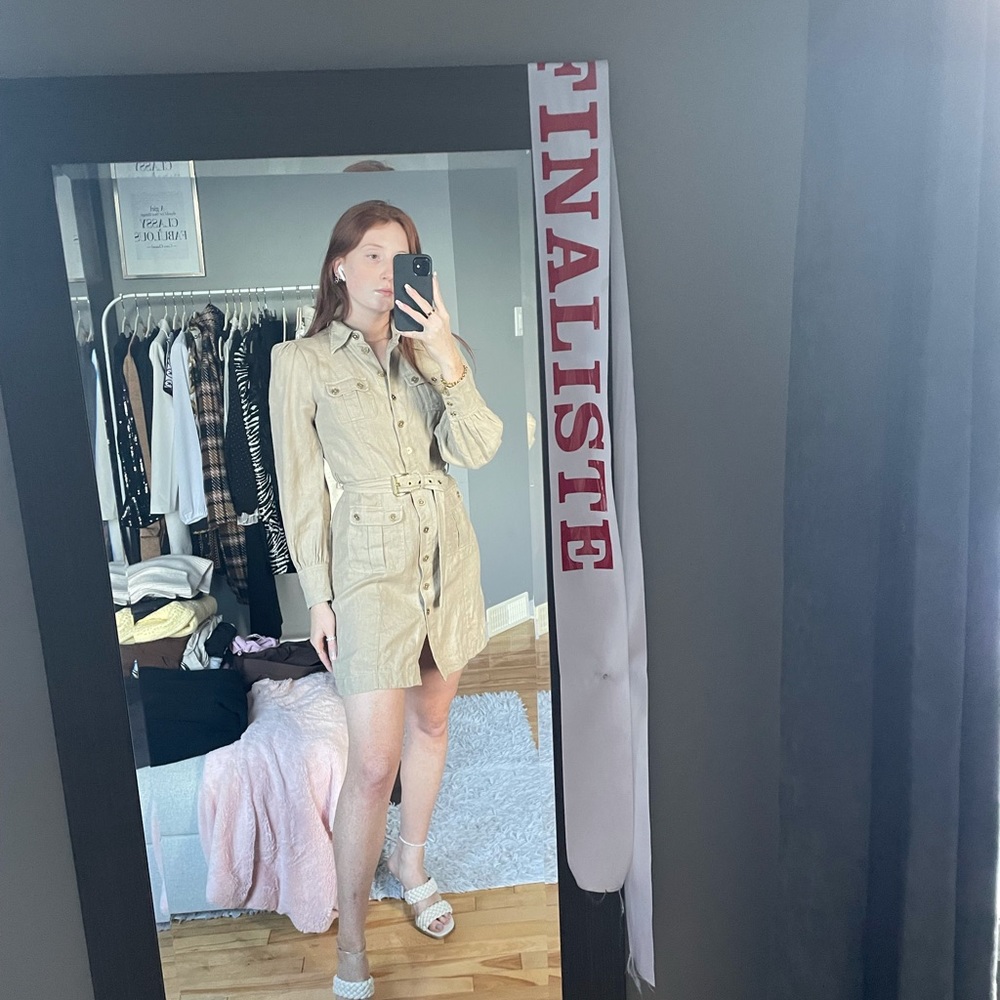 MICHAEL KORS military look linen dress